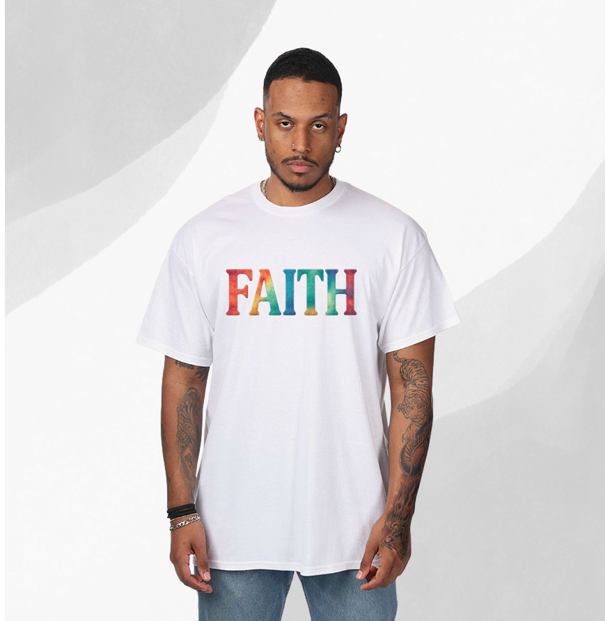 FAITH Bold Rainbow Tee – Walk in Colorful Confidence