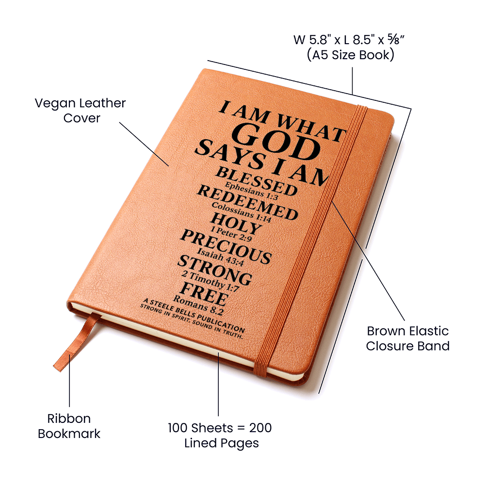 I Am What God Says I Am – Leather Journal of Biblical Identity